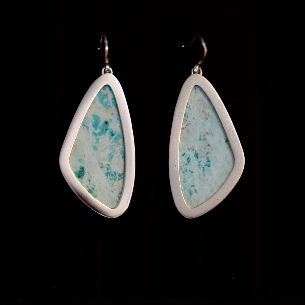 Larimar Stone Earrings - Picture 3 of 7